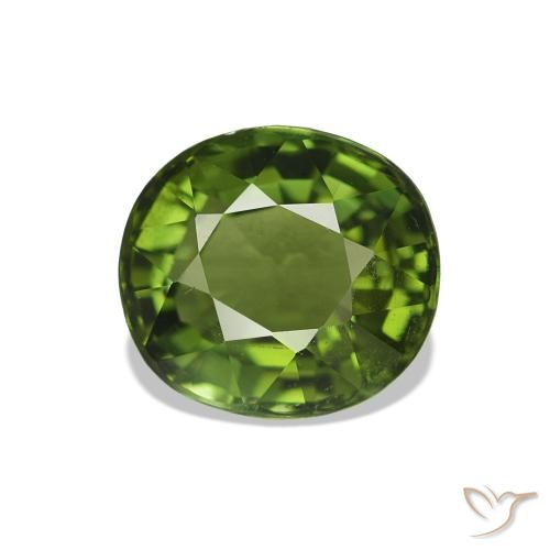 Tourmaline Vert jaunâtre naturelle ovale, 1.41 ct, VVS
