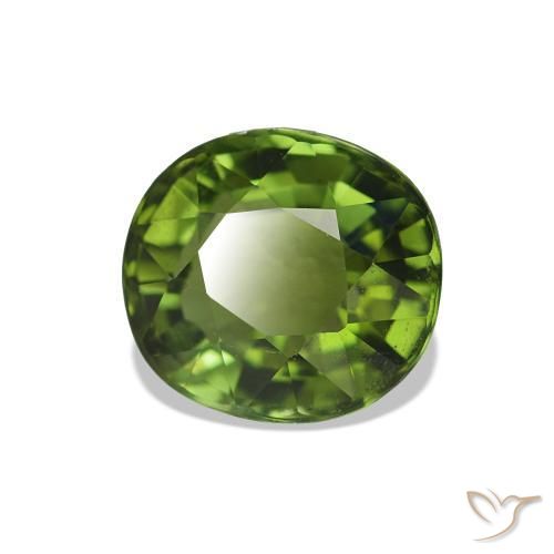 Tourmaline Vert jaunâtre naturelle ovale, 1.41 ct, VVS