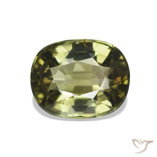 Tourmaline Vert chaud et terreux naturelle Coupe coussin, 1.69 ct, VVS