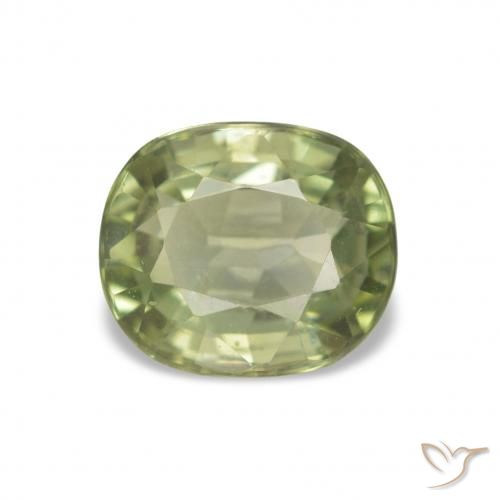Tourmaline Vert jaunâtre naturelle Coupe coussin, 1.86 ct, VVS-VS