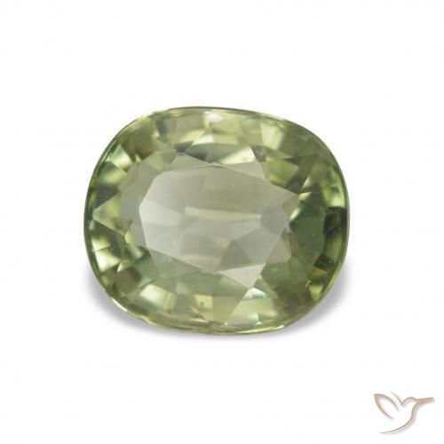 Tourmaline Vert jaunâtre naturelle Coupe coussin, 1.86 ct, VVS-VS
