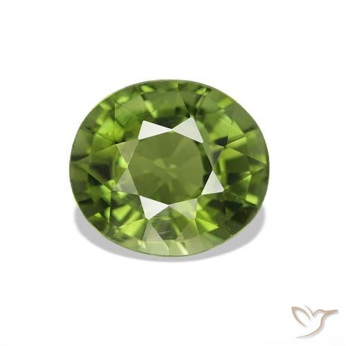 Tourmaline Vert chaud naturelle Coupe ovale, 1.33 ct, VS-SI