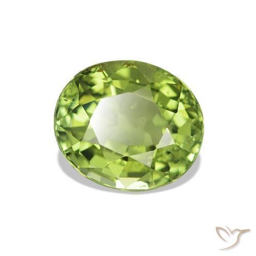 Tourmaline Vert chaud naturelle Coupe ovale, 1.73 ct, VS-SI