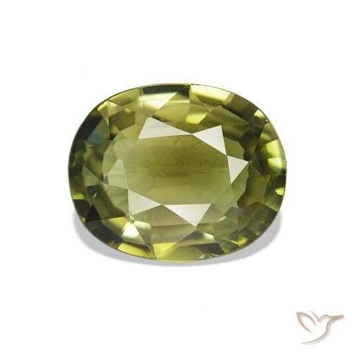 Tourmaline Vert jaunâtre naturelle Coupe ovale, 1.74 ct, VVS