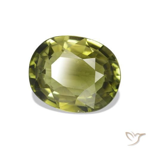 Tourmaline Vert jaunâtre naturelle Coupe ovale, 1.74 ct, VVS