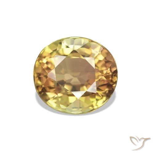 Tourmaline Jaune marron naturelle Coupe ovale, 1.47 ct, VVS