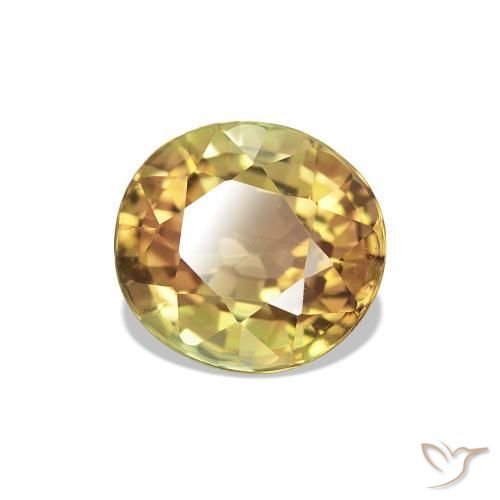 Tourmaline Jaune marron naturelle Coupe ovale, 1.47 ct, VVS