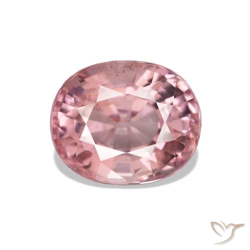 Tourmaline Rose chaud et léger naturelle Coupe ovale, 1.66 ct, VVS-VS