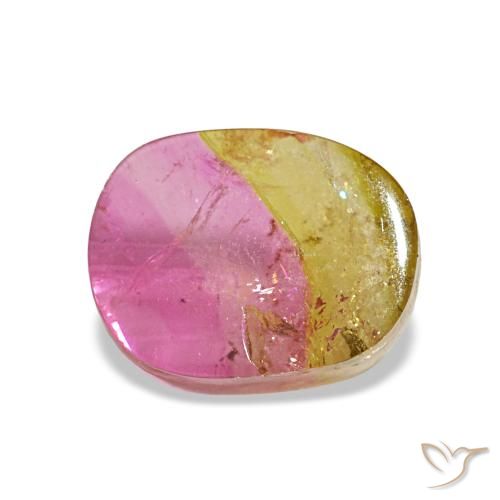Tourmaline bicolore naturelle coupe coussin, 2,34 ct, transparent