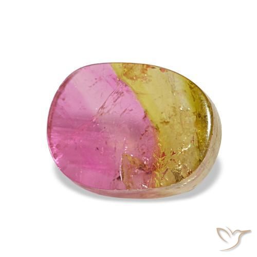 Tourmaline bicolore naturelle coupe coussin, 2,34 ct, transparent