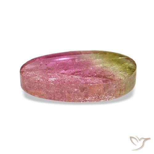 Tourmaline bicolore naturelle coupe ovale, 1,59 ct, transparent