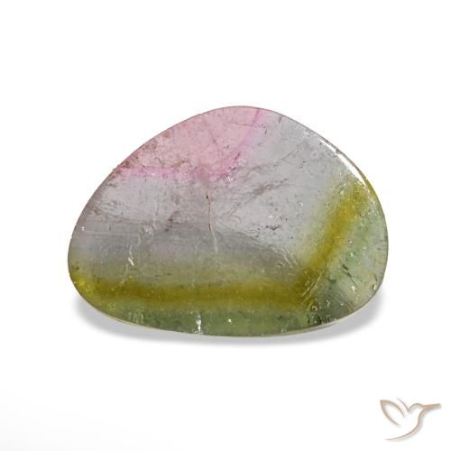Tourmaline multicolore naturelle trillion, 2,65 ct, transparent