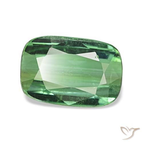 Tourmaline vert naturelle coupe coussin, 1,53 ct, VS