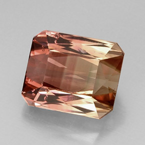 Tourmaline bicolore naturelle taille émeraude, 8,55 ct, VVS-VS