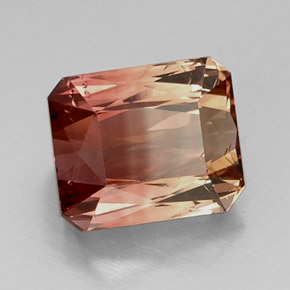 Tourmaline bicolore naturelle taille émeraude, 8,55 ct, VVS-VS