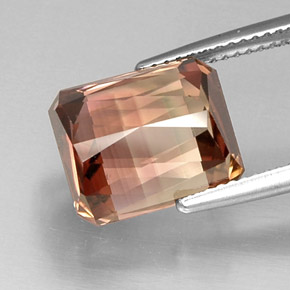 Tourmaline bicolore naturelle taille émeraude, 8,55 ct, VVS-VS