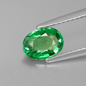 Grenat tsavorite vert naturelle coupe ovale, 1,07 ct, VVS