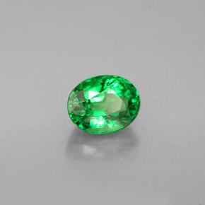 Grenat tsavorite vert naturelle coupe ovale, 1,24 ct, VS
