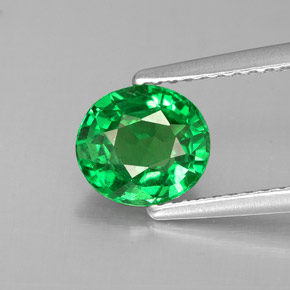 Grenat Tsavorite Vert chrome naturelle Coupe ovale, 1.30 ct, VS