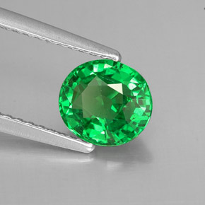 Grenat Tsavorite Vert chrome naturelle Coupe ovale, 1.30 ct, VS