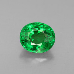 Grenat Tsavorite Vert chrome naturelle Coupe ovale, 1.09 ct, VS