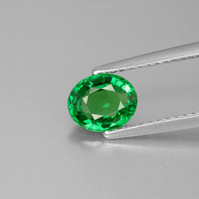 Grenat tsavorite vert naturelle coupe ovale, 1,12 ct, VVS-VS