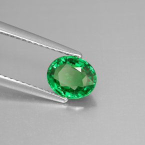 Grenat tsavorite vert naturelle coupe ovale, 1,12 ct, VVS-VS