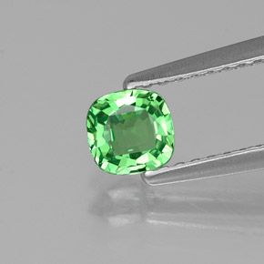 Grenat tsavorite vert naturelle coupe coussin, 0,44 ct, VVS-VS