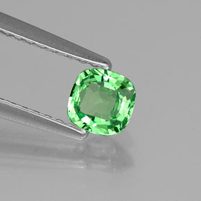 Grenat tsavorite vert naturelle coupe coussin, 0,44 ct, VVS-VS