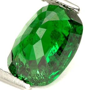 Grenat tsavorite vert naturelle coupe ovale, 3,97 ct, SI