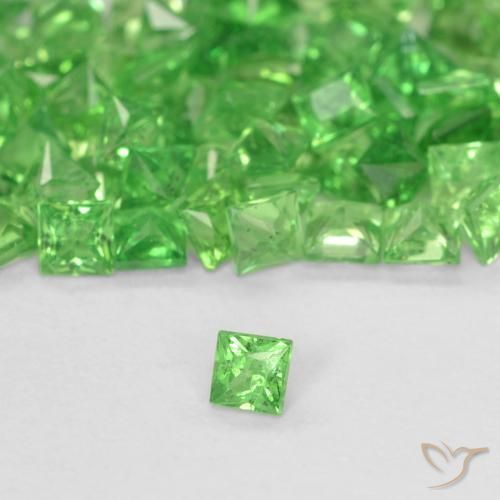 0.07ct Naturel Vert éclatant Grenat Tsavorite, Carré, SI