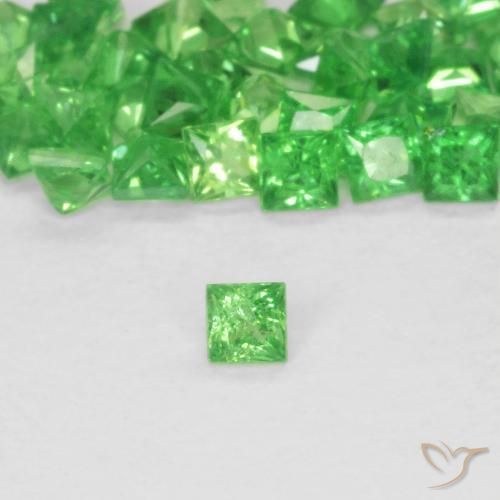 0.08ct Naturel Vert éclatant Grenat Tsavorite, Carré, SI