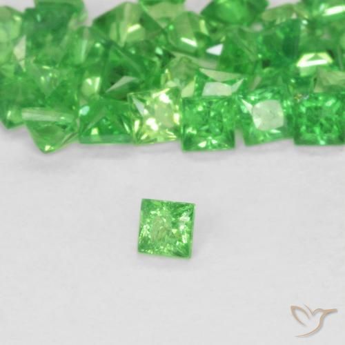 Grenat Tsavorite Vert éclatant naturelle Carré, 0.08 ct, SI