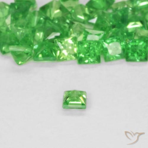 Grenat Tsavorite Vert éclatant naturelle Carré, 0.08 ct, SI