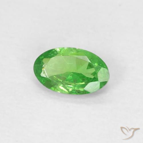 Grenat tsavorite vert vif naturelle coupe ovale, 0,24 ct, VS