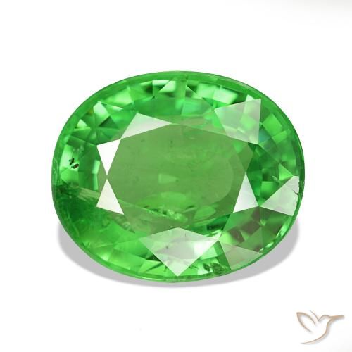 Grenat Tsavorite Vert Électrique naturelle Coupe ovale, 3.72 ct, VS-SI