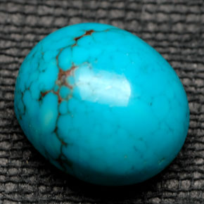 Turquoise bleue naturelle coupe ovale, 6,28 ct, opaque