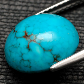 Turquoise bleue naturelle coupe ovale, 6,28 ct, opaque