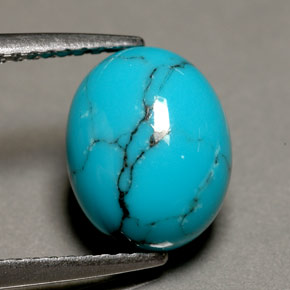 Turquoise bleue naturelle coupe ovale, 1,93 ct, opaque