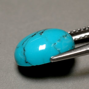 Turquoise bleue naturelle coupe ovale, 1,93 ct, opaque