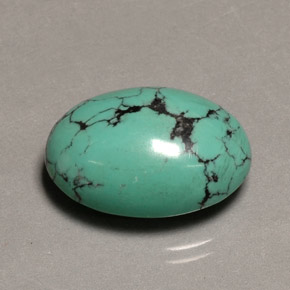 Turquoise vert naturelle coupe ovale, 13,65 ct, opaque
