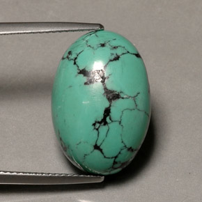 Turquoise vert naturelle coupe ovale, 13,65 ct, opaque