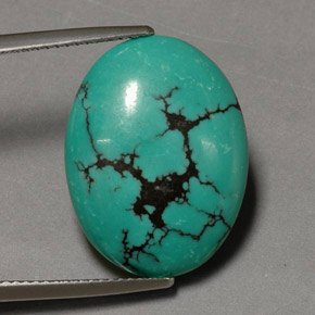Turquoise vert naturelle coupe ovale, 12,26 ct, opaque