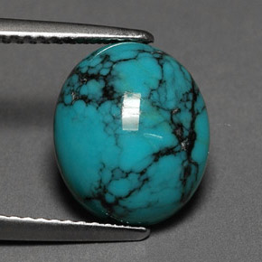 Turquoise bleue naturelle coupe ovale, 3,00 ct, opaque