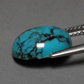 Turquoise bleue naturelle coupe ovale, 3,00 ct, opaque