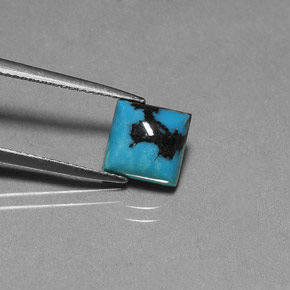 Turquoise bleue naturelle carré, 1,84 ct, opaque
