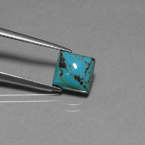Turquoise bleue naturelle carré, 1,86 ct, opaque
