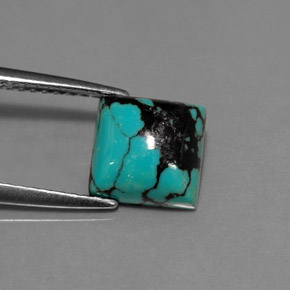 Turquoise bleue naturelle carré, 1,65 ct, opaque