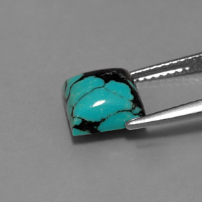 Turquoise bleue naturelle carré, 1,65 ct, opaque