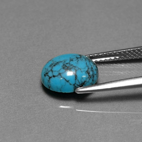 Turquoise bleue naturelle coupe ovale, 1,91 ct, opaque